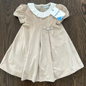 Mayoral Beige Velvet Dress size 24 months
